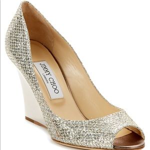 Jimmy Choo Baxen Glitter Wedges